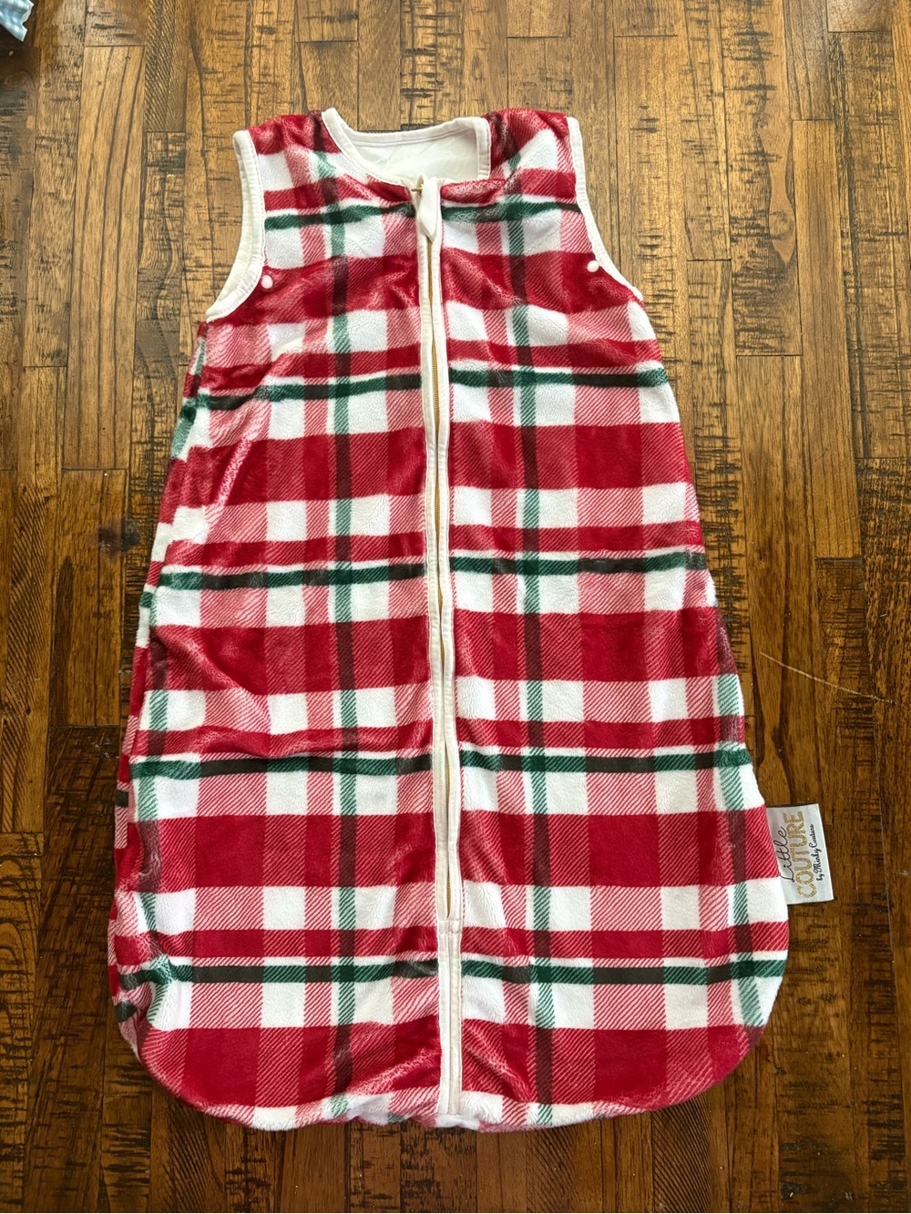 Little Couture Wearable Blanket Sleep Sack Red and Green Plaid Christmas 3-12 m